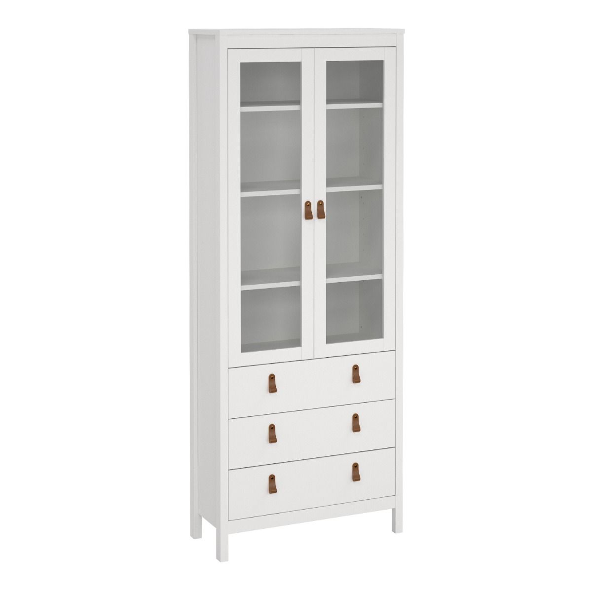 Wooden Display Cabinet With 2 Glass Doors And 3 Drawers - Barcelona
