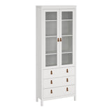 Wooden Display Cabinet With 2 Glass Doors And 3 Drawers - Barcelona