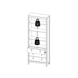 Wooden Display Cabinet With 2 Glass Doors And 3 Drawers - Barcelona