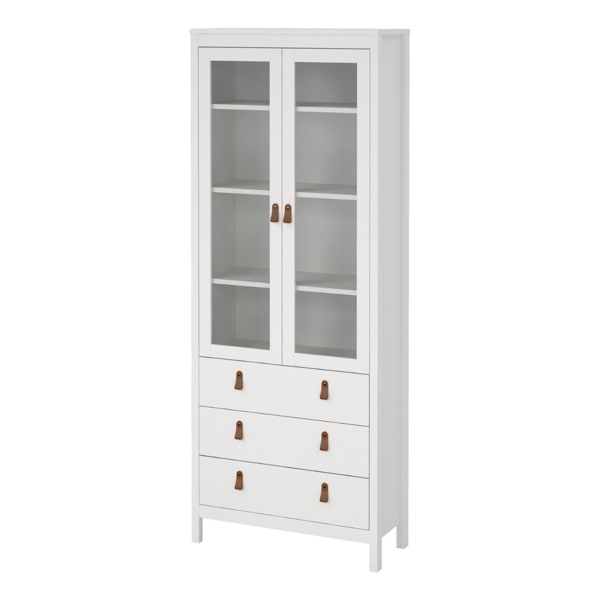 Wooden Display Cabinet With 2 Glass Doors And 3 Drawers - Barcelona