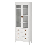 Wooden Display Cabinet With 2 Glass Doors And 3 Drawers - Barcelona
