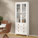 Wooden Display Cabinet With 2 Glass Doors And 3 Drawers - Barcelona