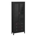 Wooden Display Cabinet With 2 Glass Doors And 3 Drawers - Barcelona