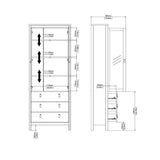 Wooden Display Cabinet With 2 Glass Doors And 3 Drawers - Barcelona