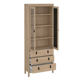 Wooden Display Cabinet With 2 Glass Doors And 3 Drawers - Barcelona