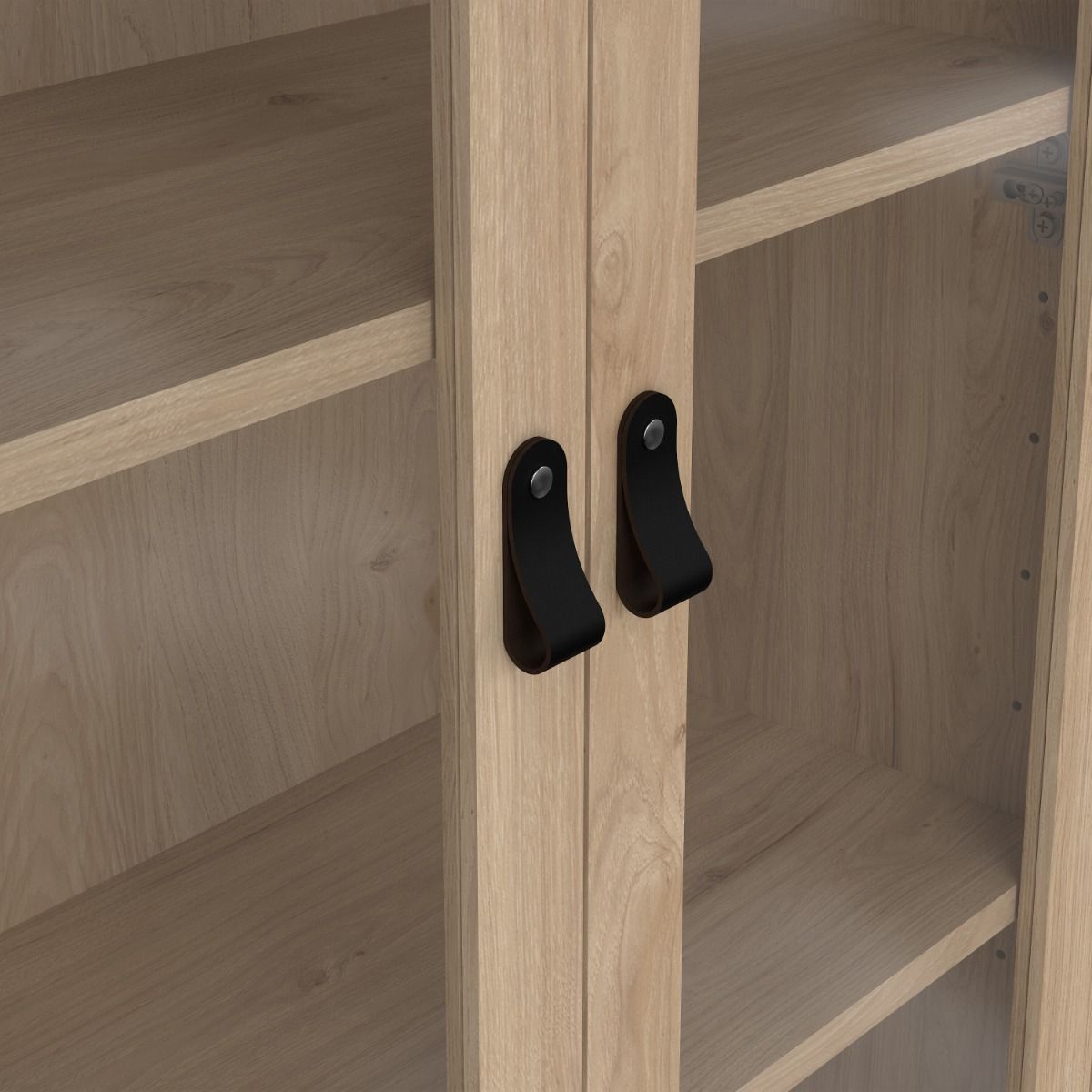Wooden Display Cabinet With 2 Glass Doors And 3 Drawers - Barcelona