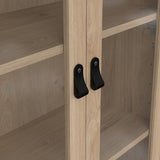 Wooden Display Cabinet With 2 Glass Doors And 3 Drawers - Barcelona