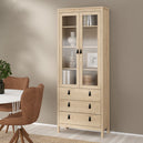 Wooden Display Cabinet With 2 Glass Doors And 3 Drawers - Barcelona