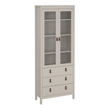 Wooden Display Cabinet With 2 Glass Doors And 3 Drawers - Barcelona