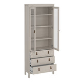 Wooden Display Cabinet With 2 Glass Doors And 3 Drawers - Barcelona