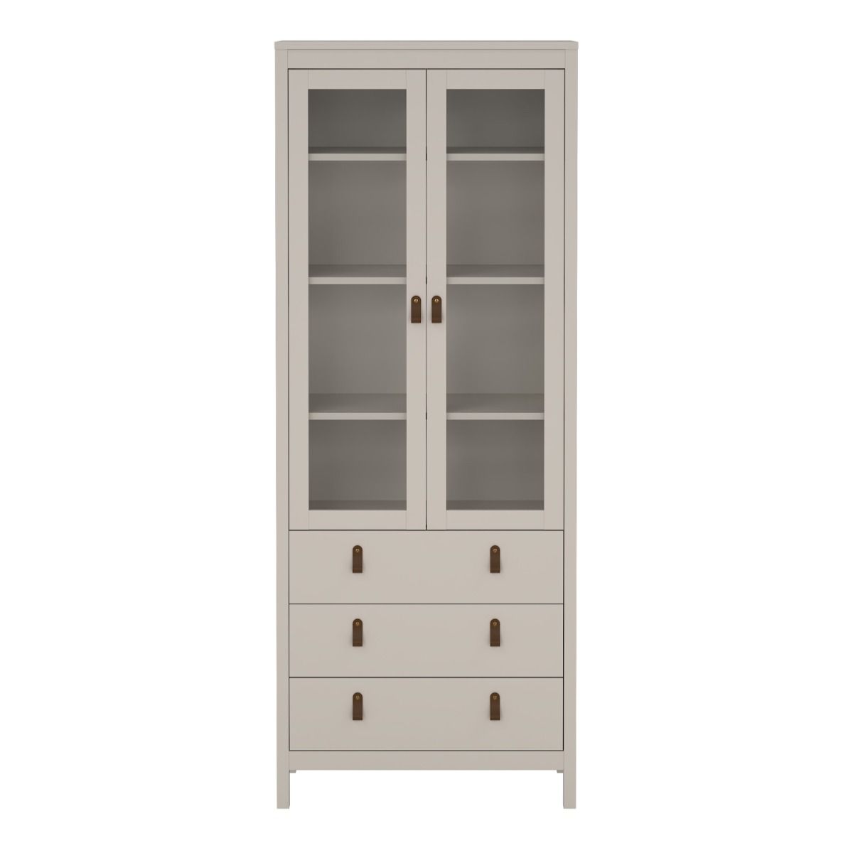 Wooden Display Cabinet With 2 Glass Doors And 3 Drawers - Barcelona