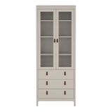 Wooden Display Cabinet With 2 Glass Doors And 3 Drawers - Barcelona