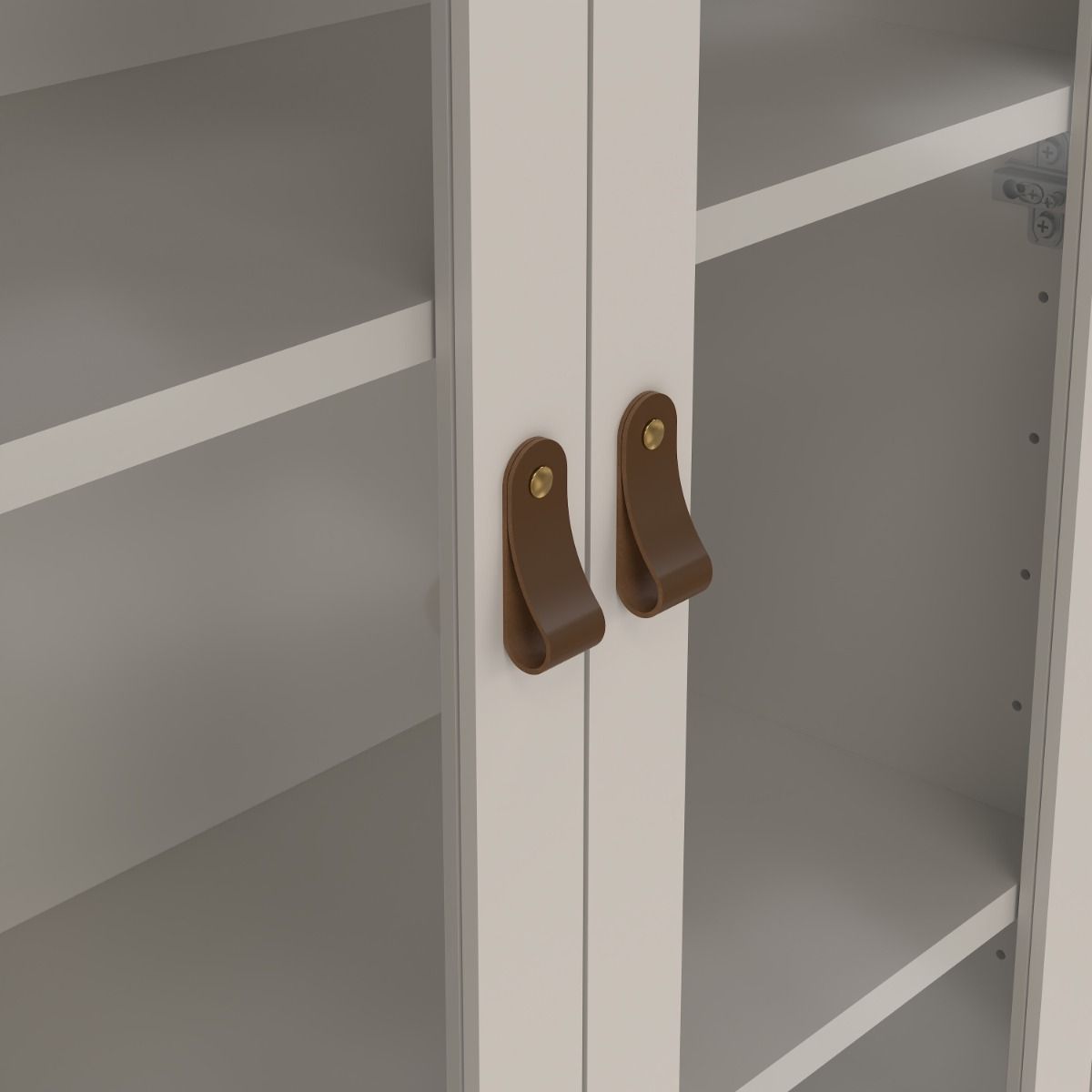 Wooden Display Cabinet With 2 Glass Doors And 3 Drawers - Barcelona
