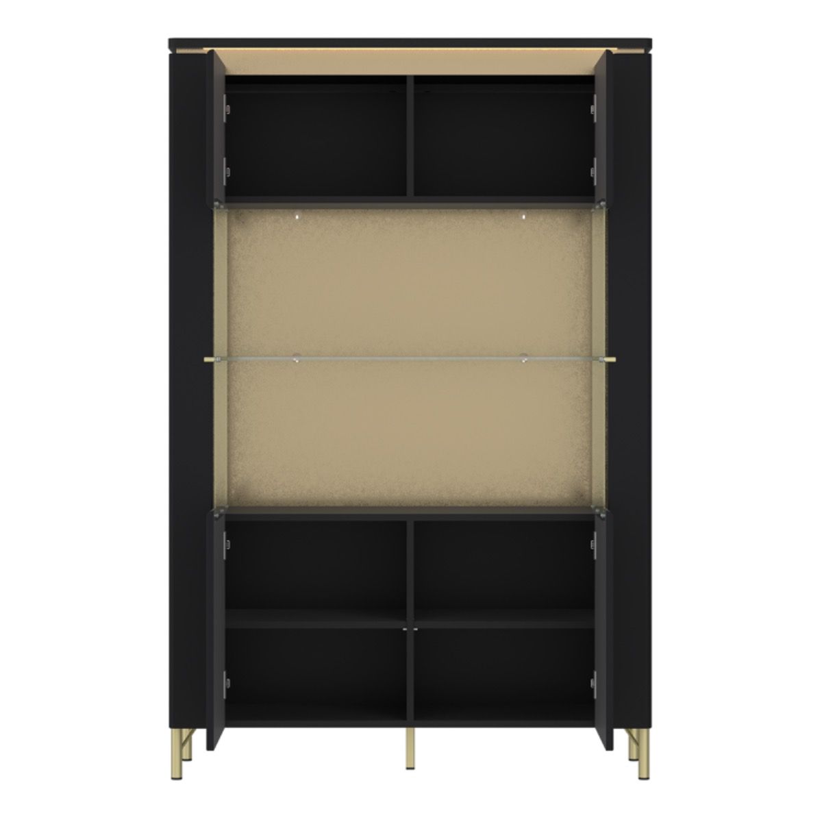 Wooden Display Cabinet With 2 Glass Doors - Genoa