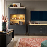 Wooden Display Cabinet With 2 Glass Doors - Genoa