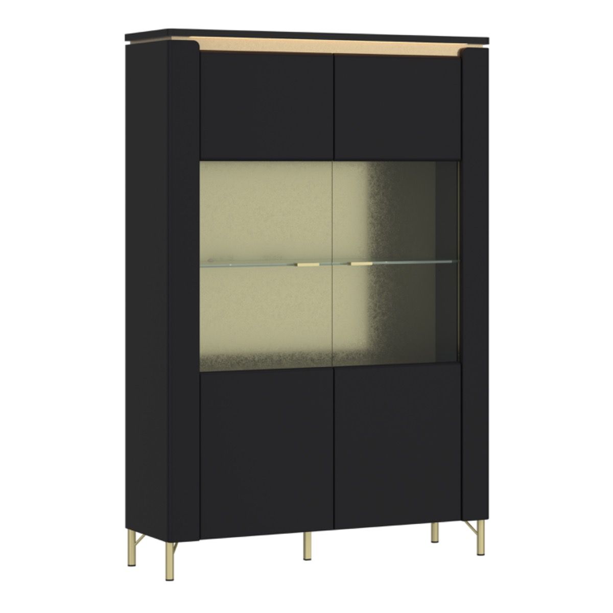 Wooden Display Cabinet With 2 Glass Doors - Genoa