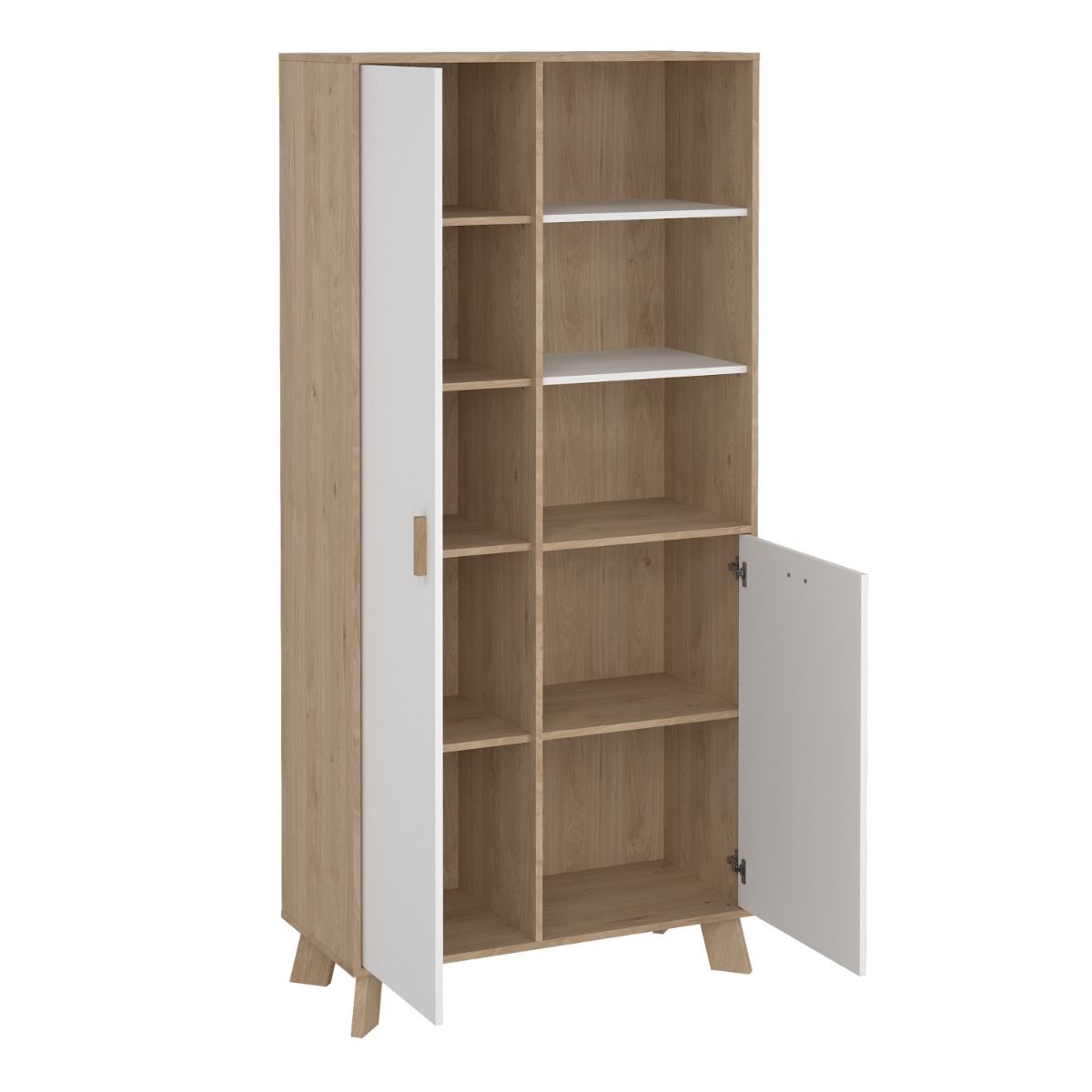 Wooden Display Cabinet With 2 White Front Doors - Ikast