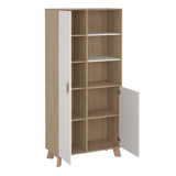 Wooden Display Cabinet With 2 White Front Doors - Ikast