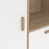Wooden Display Cabinet With 2 White Front Doors - Ikast