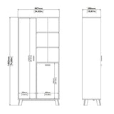 Wooden Display Cabinet With 2 White Front Doors - Ikast