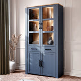 Wooden Display Cabinet With 4 Doors 1 Drawer And LED Lights - Bohol