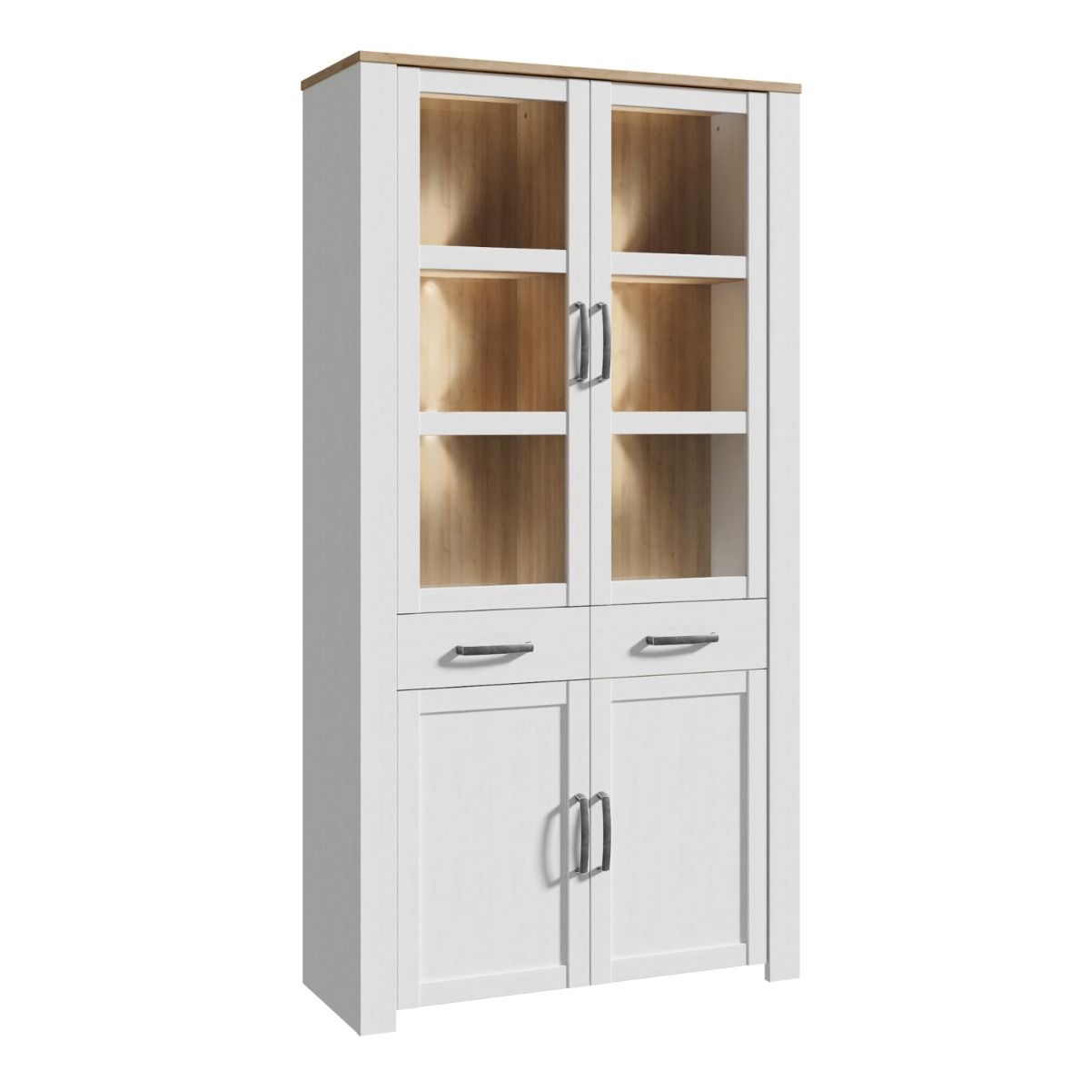 Wooden Display Cabinet With 4 Doors 1 Drawer And LED Lights - Bohol
