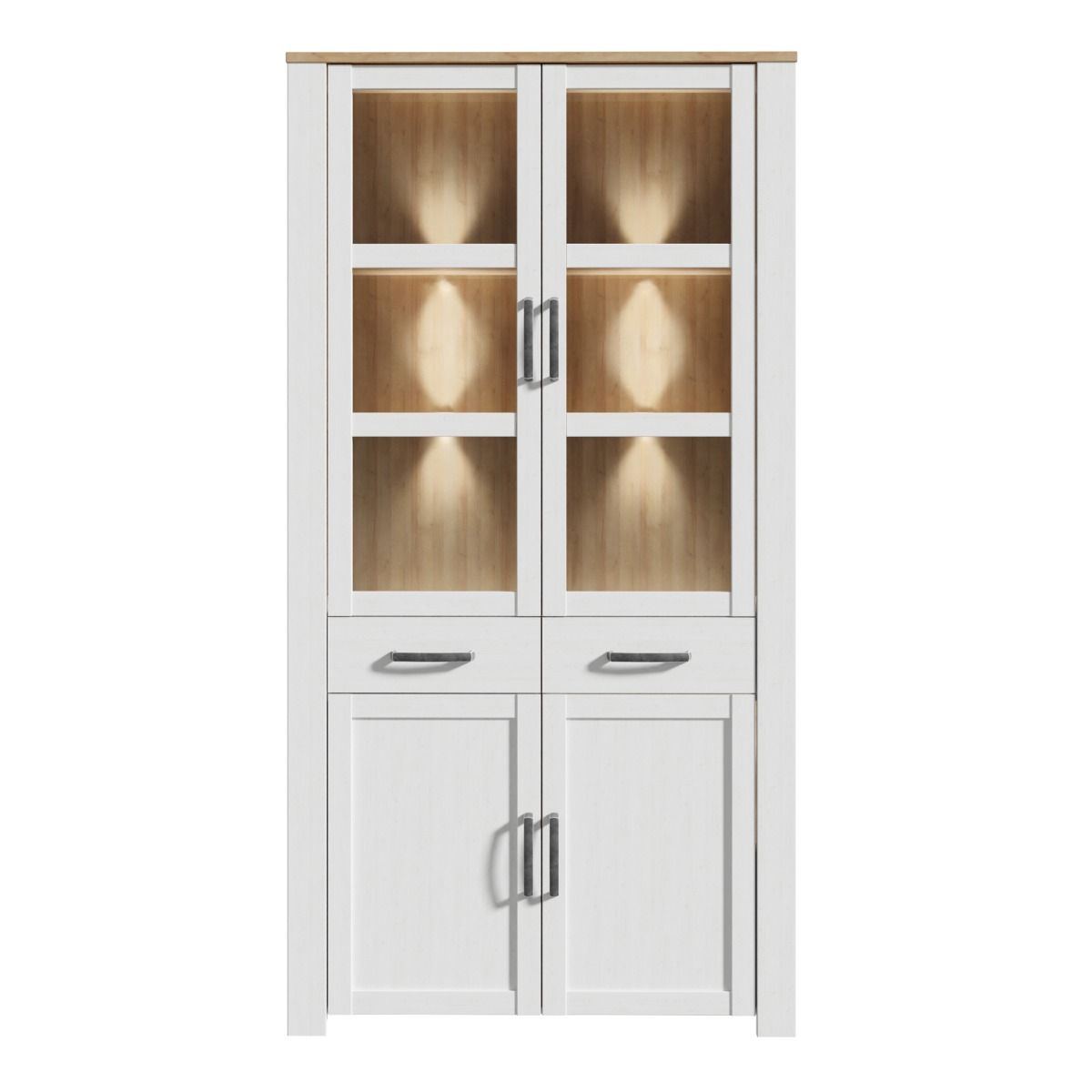 Wooden Display Cabinet With 4 Doors 1 Drawer And LED Lights - Bohol