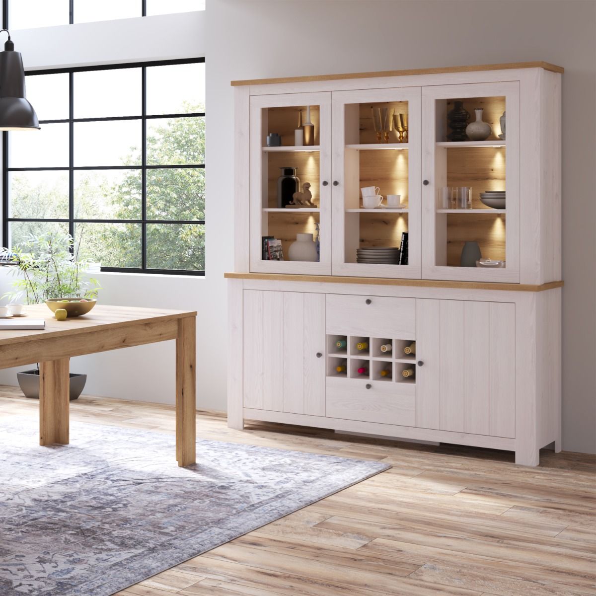 Wooden Display Cabinet With 5 Doors And 2 Drawers - Celesto