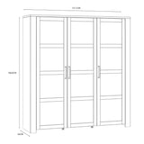Wooden Display Cabinet Large With 3 Doors And LED Lights - Bohol