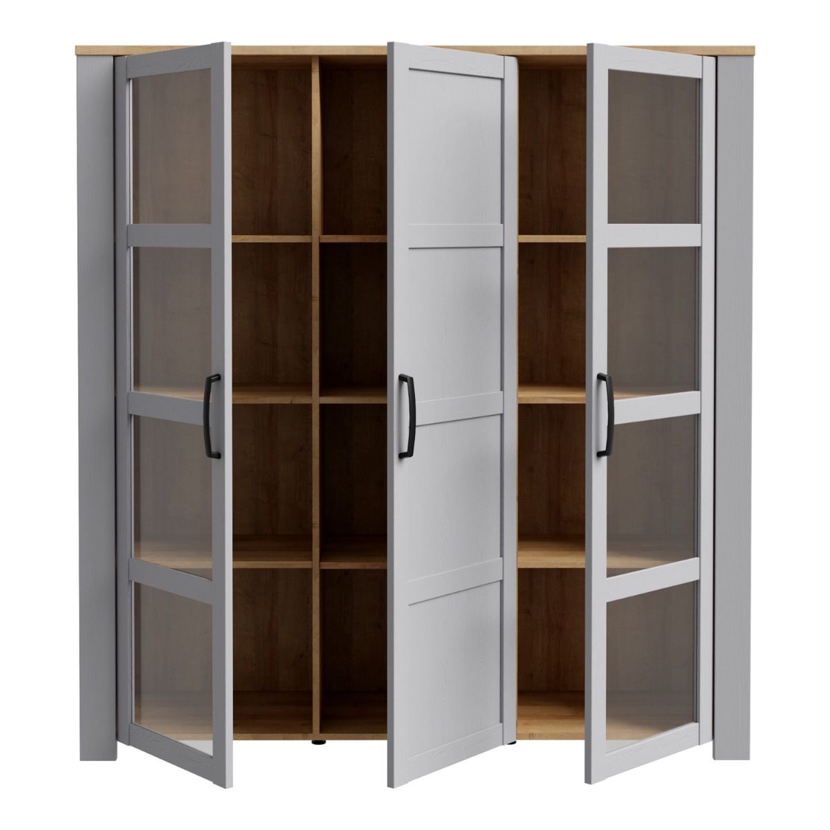 Wooden Display Cabinet Large With 3 Doors And LED Lights - Bohol