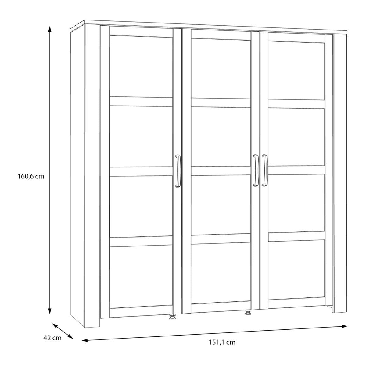 Wooden Display Cabinet Large With 3 Doors And LED Lights - Bohol