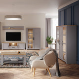 Wooden Display Cabinet Large With 3 Doors And LED Lights - Bohol