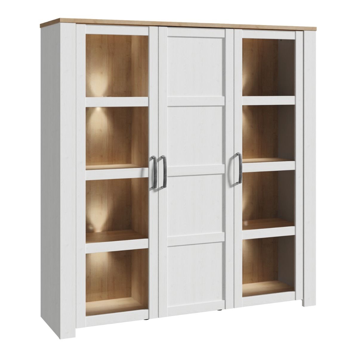 Wooden Display Cabinet Large With 3 Doors And LED Lights - Bohol