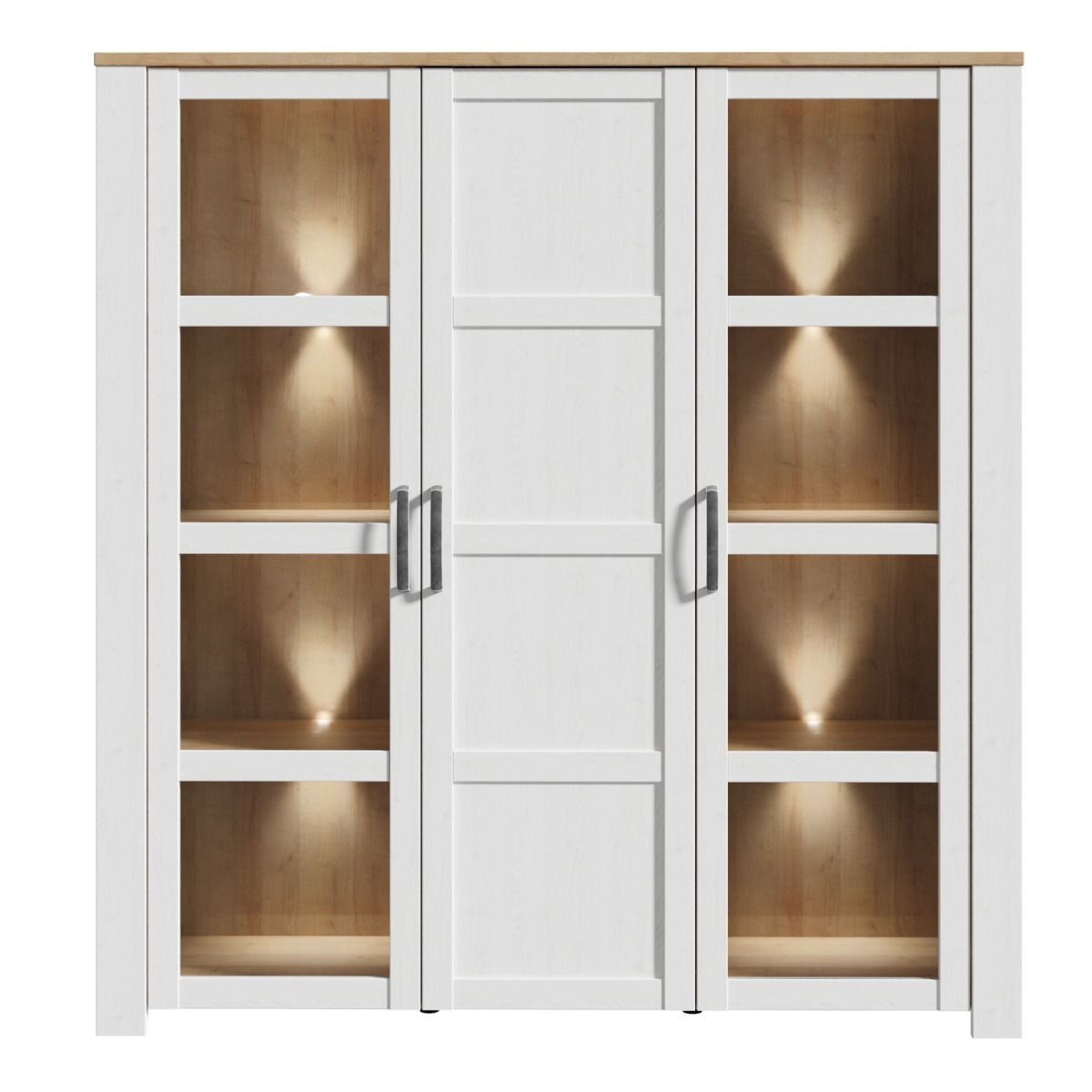 Wooden Display Cabinet Large With 3 Doors And LED Lights - Bohol