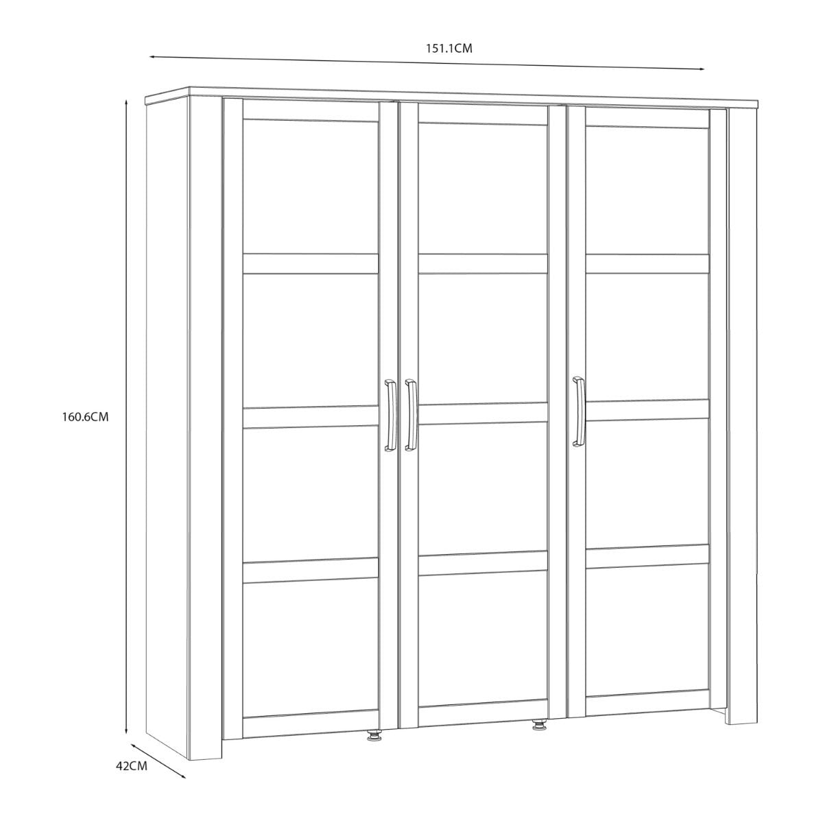 Wooden Display Cabinet Large With 3 Doors And LED Lights - Bohol