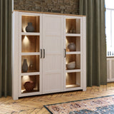 Wooden Display Cabinet Large With 3 Doors And LED Lights - Bohol