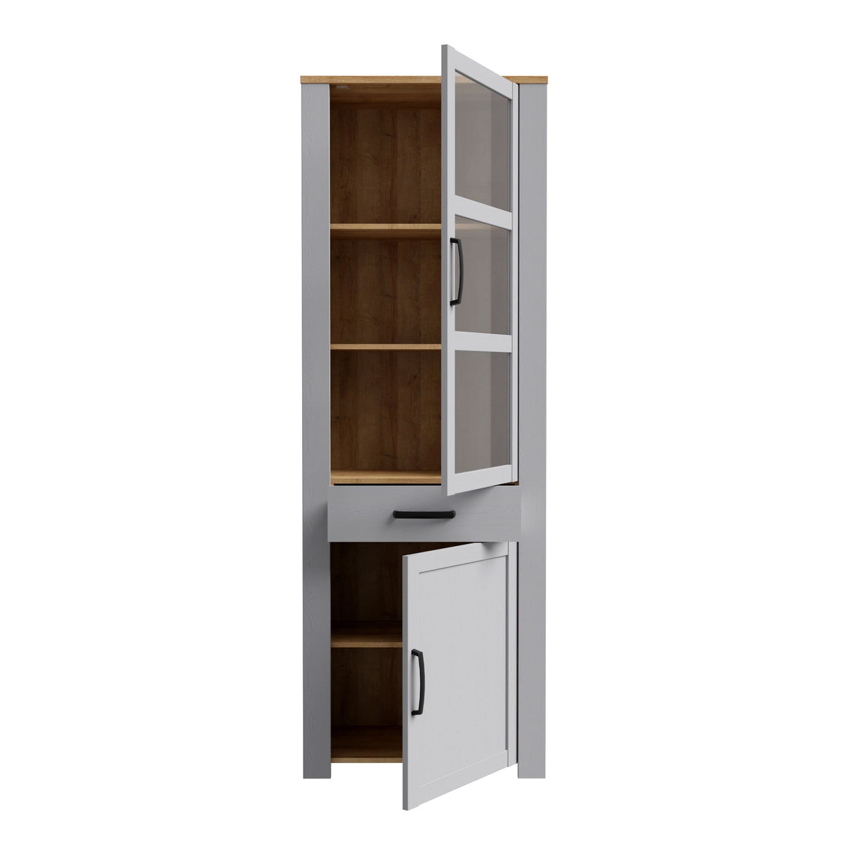 Wooden Display Cabinet Narrow With 2 Doors And 1 Drawer - Bohol