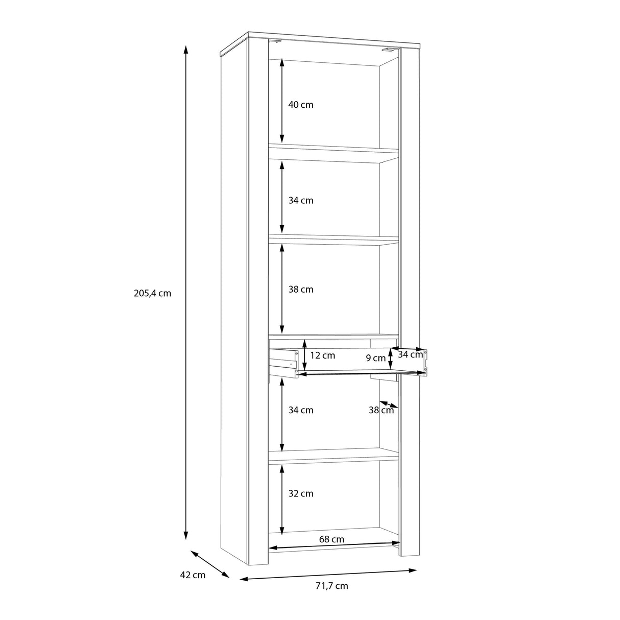 Wooden Display Cabinet Narrow With 2 Doors And 1 Drawer - Bohol