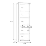 Wooden Display Cabinet Narrow With 2 Doors 1 Drawer And LED Lights - Bohol