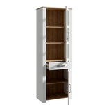 Wooden Display Cabinet Narrow With 2 Doors 1 Drawer And LED Lights - Bohol