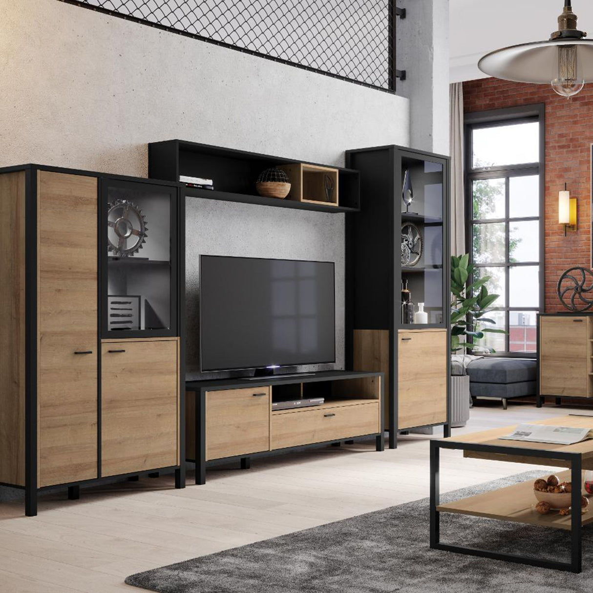 Wooden Display Cabinet Small With 3 Doors - High Rock