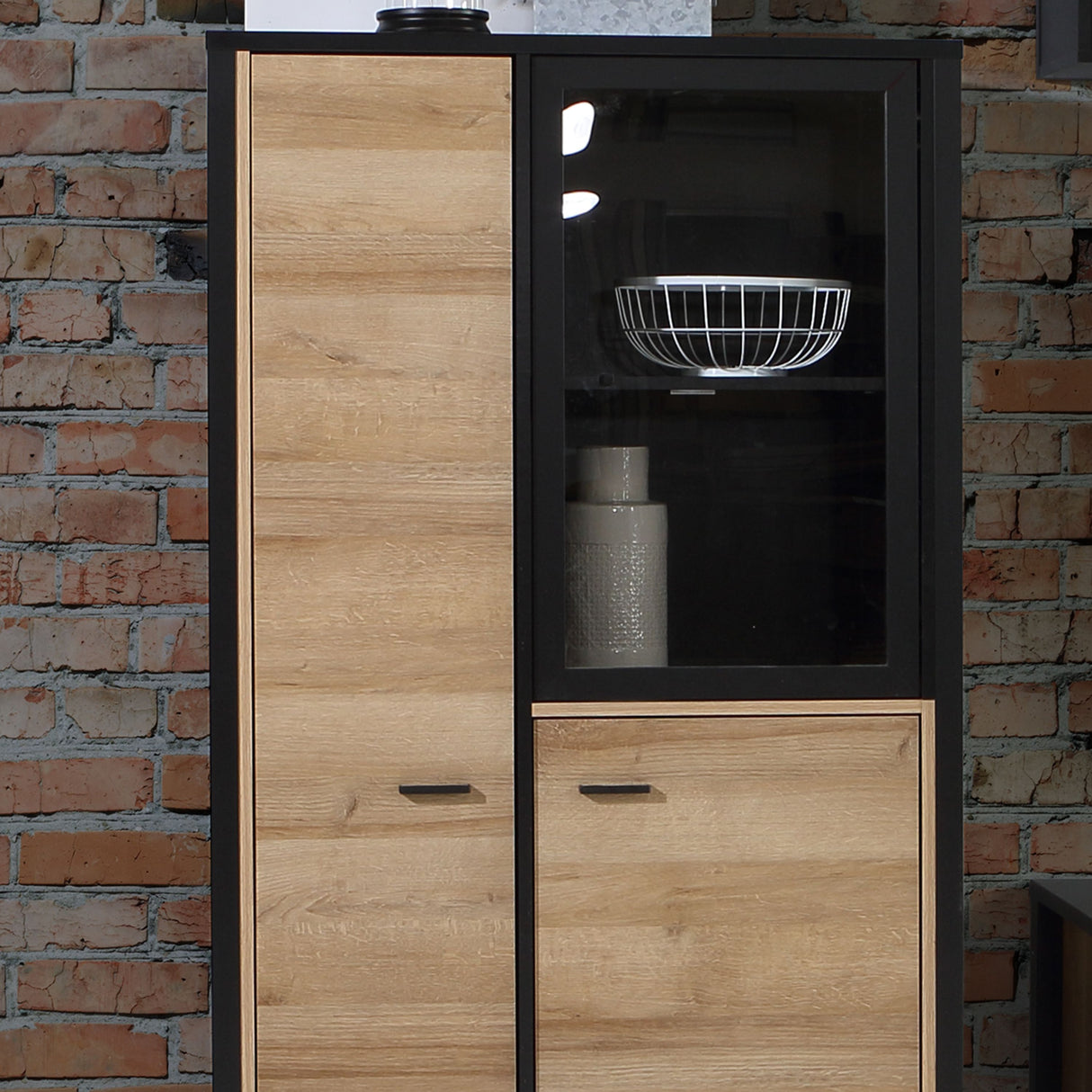 Wooden Display Cabinet Small With 3 Doors - High Rock