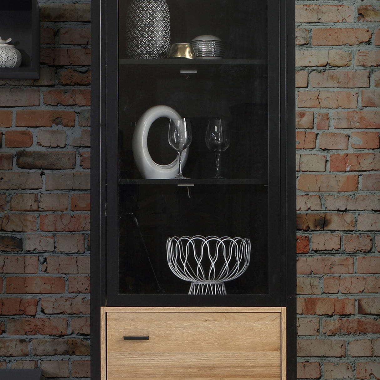 Wooden Display Cabinet Tall With 2 Doors - High Rock