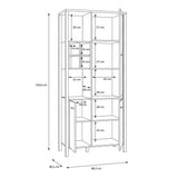 Wooden Display Cabinet Tall With 3 Doors And Wine Rack - High Rock