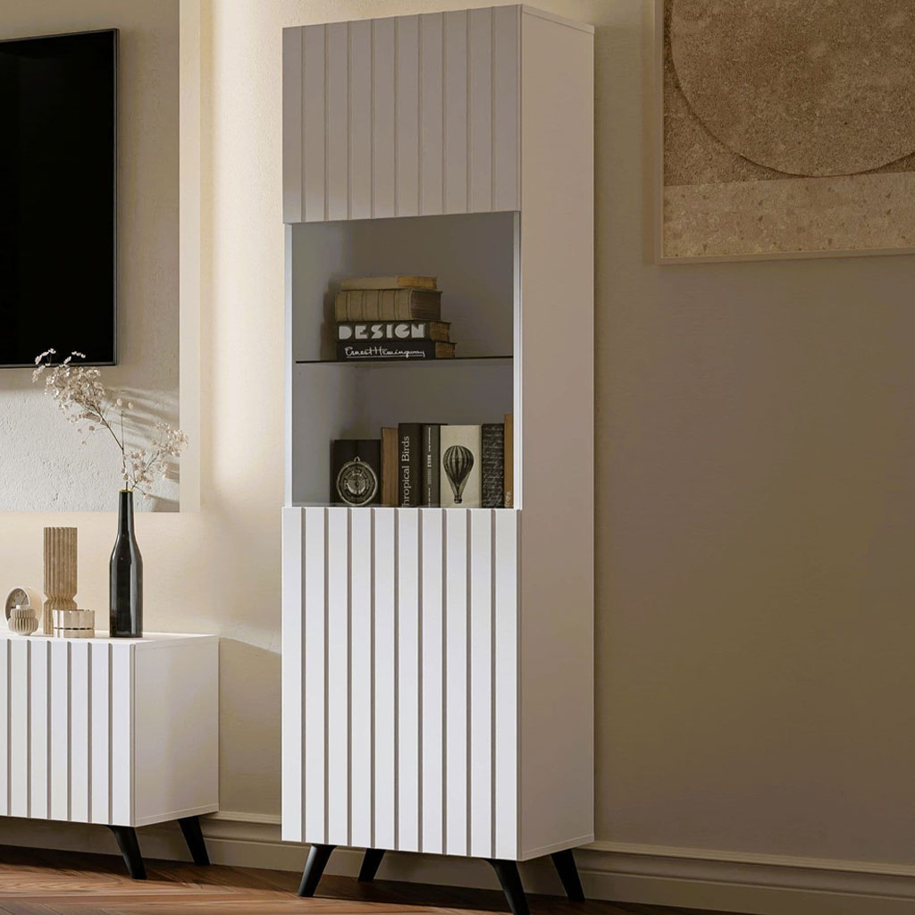 Wooden Display Cabinet Tall With 1 Door - Atlantic