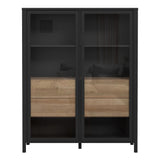 Wooden Display Cabinet Wide With 2 Glass Doors - High Rock