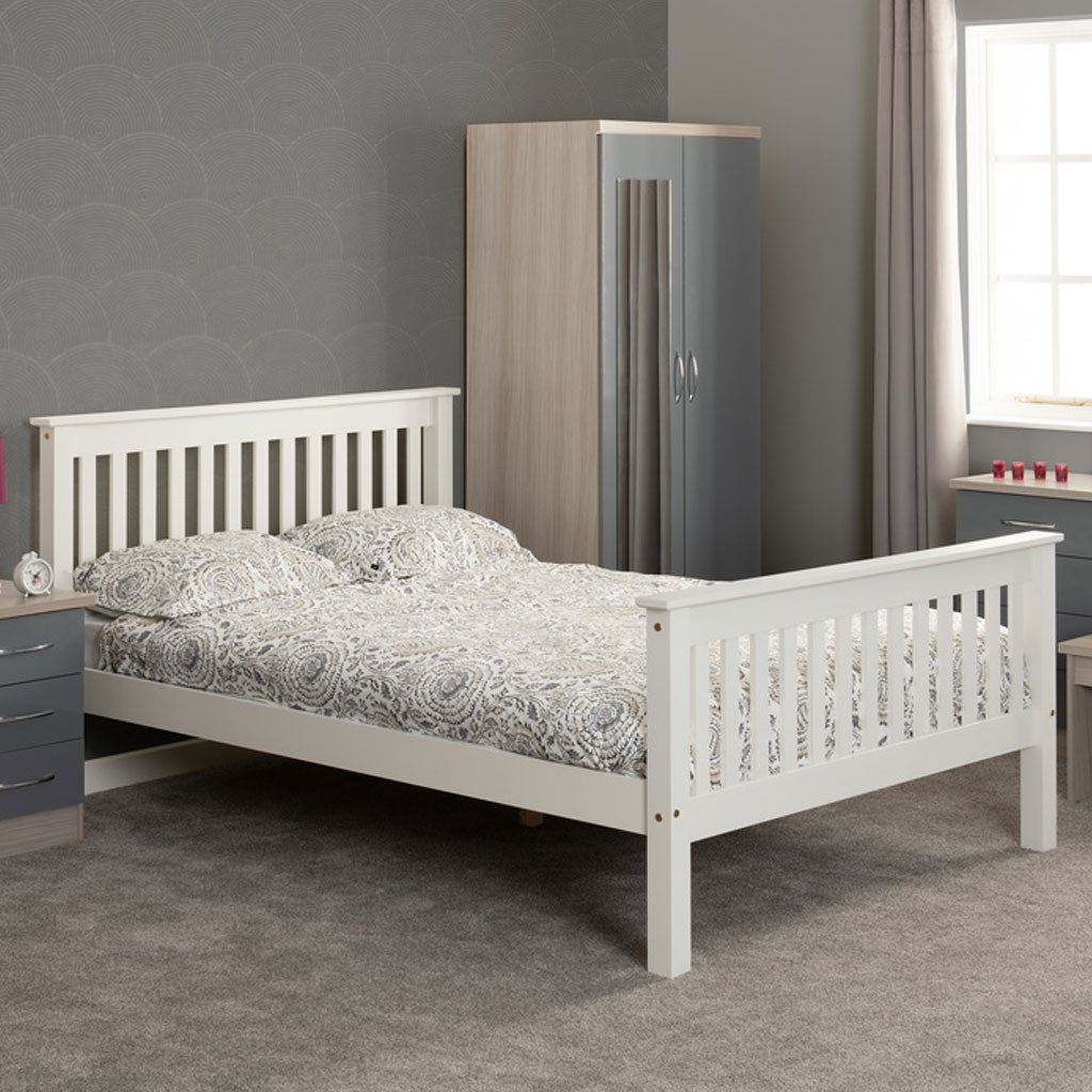 Wooden Double Bed High Foot End - Monaco