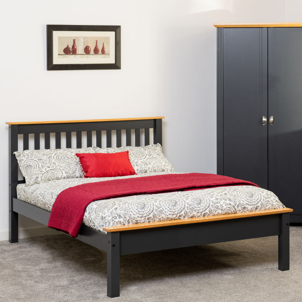 Wooden Double Bed Low Foot End - Monaco
