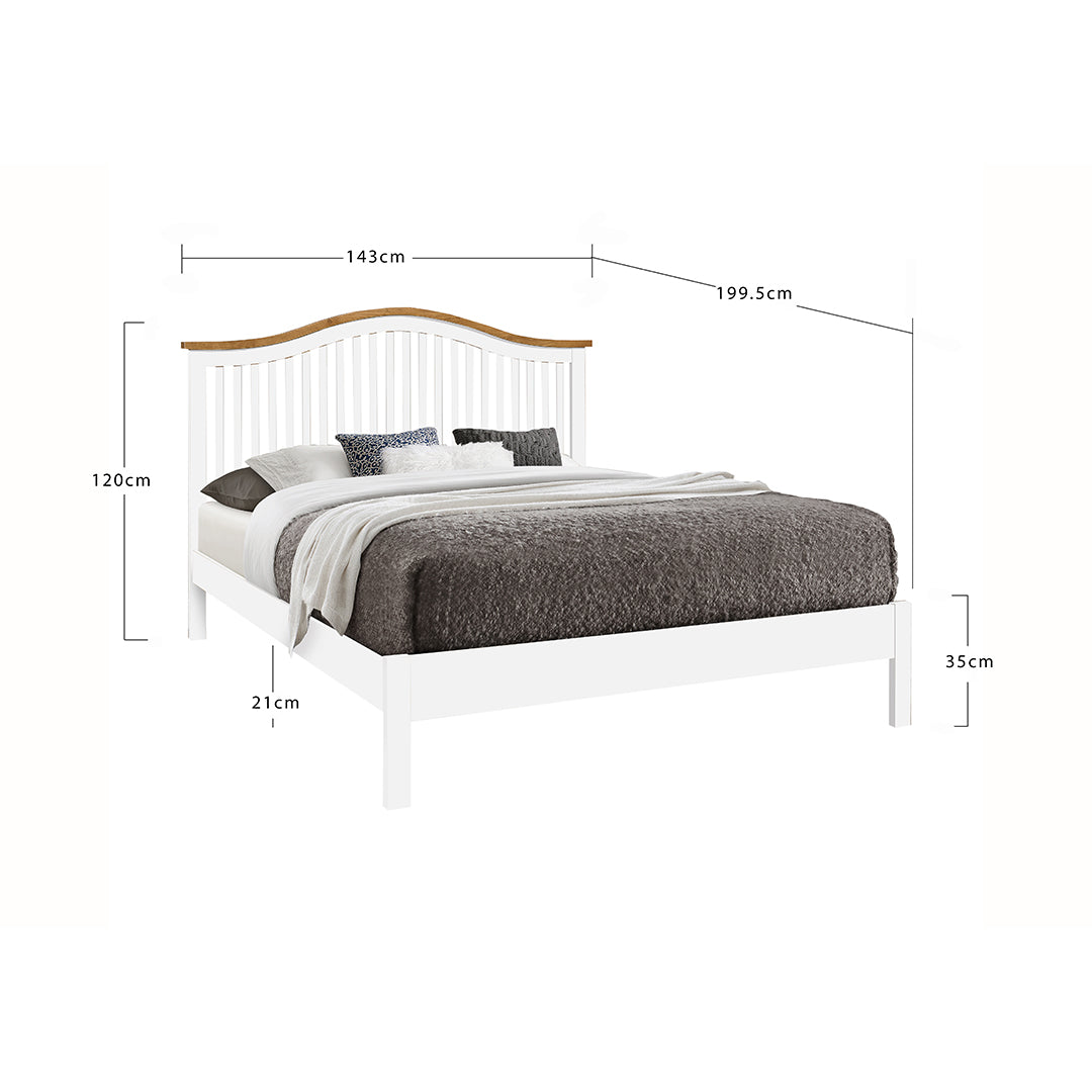 Wooden Double Bed With Sprung Slatted Base - Chester