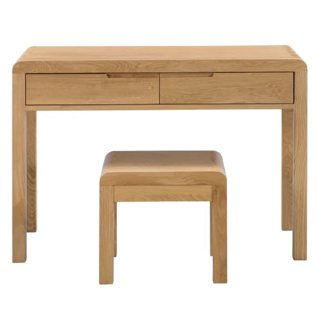 Wooden Dressing Table With 2 Drawer And Stool - Curve